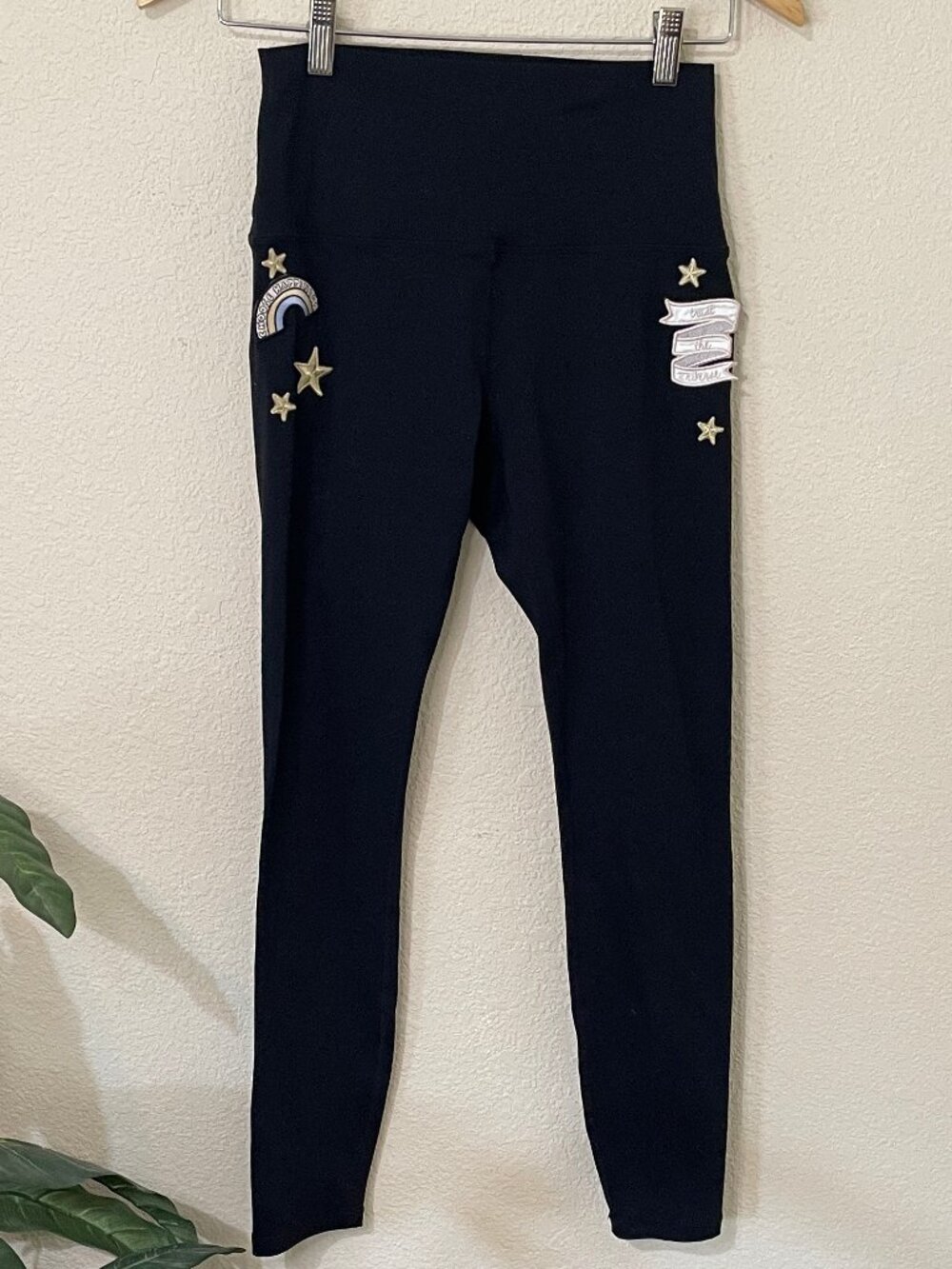 Spiritual Gangster High Waist Black Leggings Patch Party Stars Women’s Medium